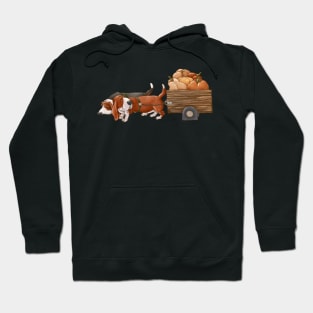 Two dogs are carrying a cart with an autumn harvest. Hoodie